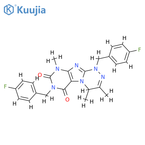 1,7-bis(4-fluorophenyl)methyl-3,4,9-trimethyl-1H,4H,6H,7H,8H,9H-1,2,4triazino4,3-gpurine-6,8-dione structure