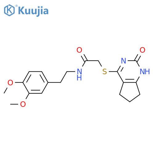 N-2-(3,4-dimethoxyphenyl)ethyl-2-({2-oxo-1H,2H,5H,6H,7H-cyclopentadpyrimidin-4-yl}sulfanyl)acetamide structure