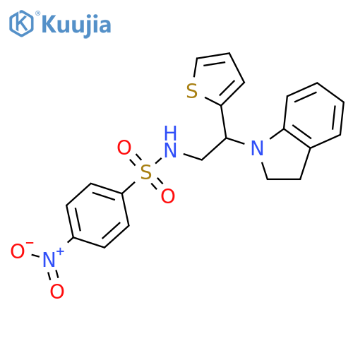 N-[2-(2,3-dihydroindol-1-yl)-2-thiophen-2-ylethyl]-4-nitrobenzenesulfonamide structure