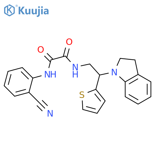 N'-(2-cyanophenyl)-N-2-(2,3-dihydro-1H-indol-1-yl)-2-(thiophen-2-yl)ethylethanediamide structure