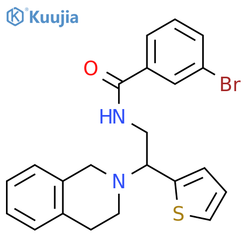 3-bromo-N-2-(1,2,3,4-tetrahydroisoquinolin-2-yl)-2-(thiophen-2-yl)ethylbenzamide structure