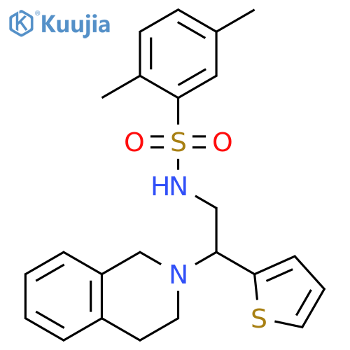 2,5-dimethyl-N-2-(1,2,3,4-tetrahydroisoquinolin-2-yl)-2-(thiophen-2-yl)ethylbenzene-1-sulfonamide structure