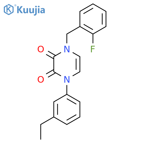 1-(3-ethylphenyl)-4-(2-fluorophenyl)methyl-1,2,3,4-tetrahydropyrazine-2,3-dione structure