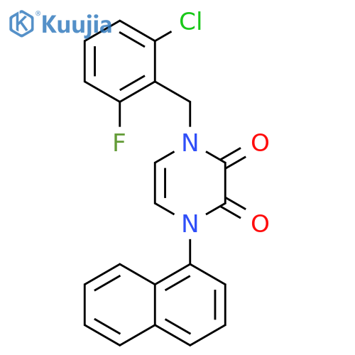 1-(2-chloro-6-fluorophenyl)methyl-4-(naphthalen-1-yl)-1,2,3,4-tetrahydropyrazine-2,3-dione structure