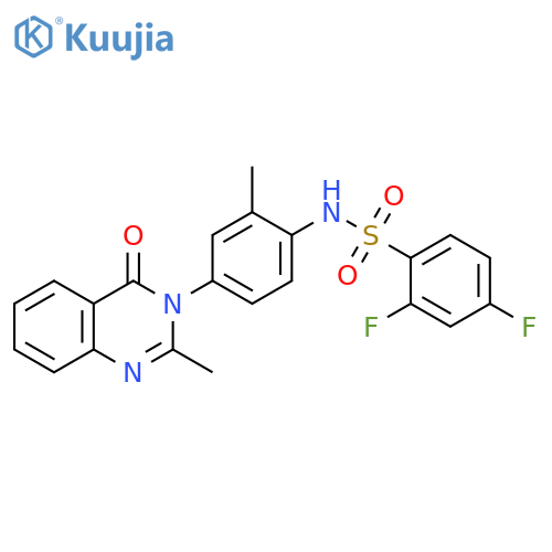 2,4-difluoro-N-2-methyl-4-(2-methyl-4-oxo-3,4-dihydroquinazolin-3-yl)phenylbenzene-1-sulfonamide structure