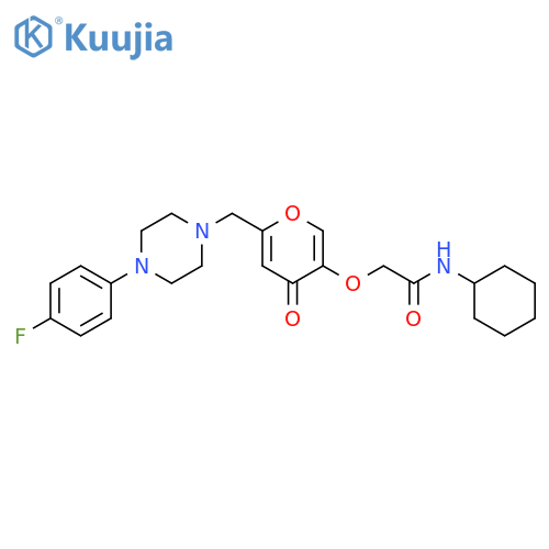 N-cyclohexyl-2-(6-{4-(4-fluorophenyl)piperazin-1-ylmethyl}-4-oxo-4H-pyran-3-yl)oxyacetamide structure