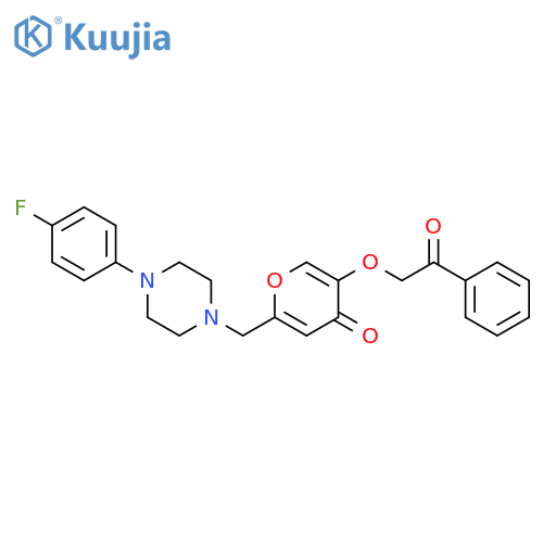2-{4-(4-fluorophenyl)piperazin-1-ylmethyl}-5-(2-oxo-2-phenylethoxy)-4H-pyran-4-one structure
