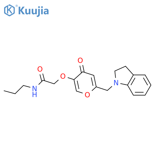 2-({6-(2,3-dihydro-1H-indol-1-yl)methyl-4-oxo-4H-pyran-3-yl}oxy)-N-propylacetamide structure