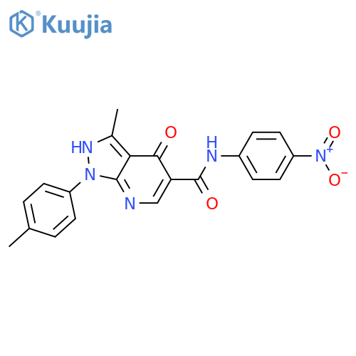 3-methyl-1-(4-methylphenyl)-N-(4-nitrophenyl)-4-oxo-1H,4H,7H-pyrazolo3,4-bpyridine-5-carboxamide structure