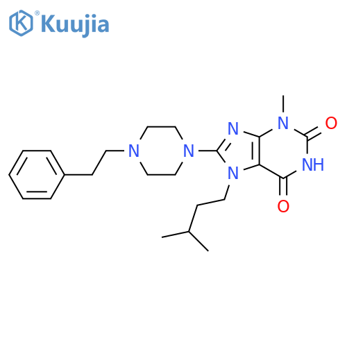 3-methyl-7-(3-methylbutyl)-8-4-(2-phenylethyl)piperazin-1-yl-2,3,6,7-tetrahydro-1H-purine-2,6-dione structure