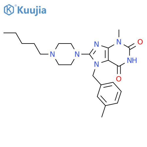 3-methyl-7-(3-methylphenyl)methyl-8-(4-pentylpiperazin-1-yl)-2,3,6,7-tetrahydro-1H-purine-2,6-dione structure