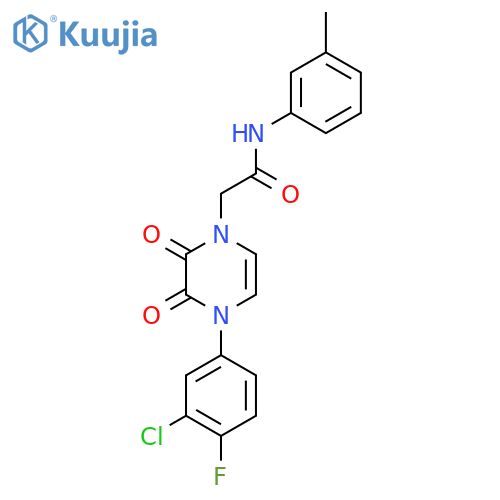 2-4-(3-chloro-4-fluorophenyl)-2,3-dioxo-1,2,3,4-tetrahydropyrazin-1-yl-N-(3-methylphenyl)acetamide structure