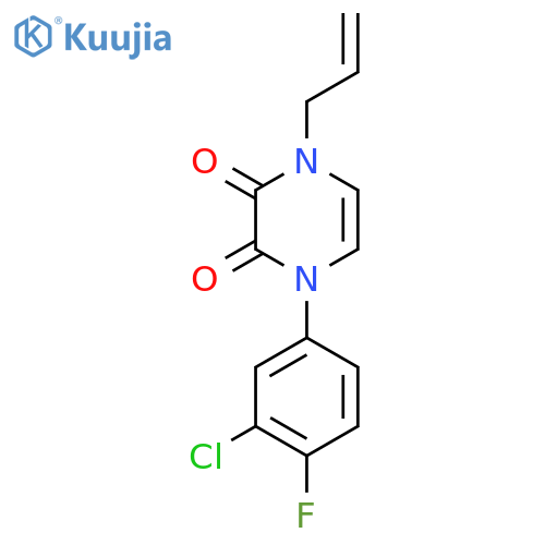 1-(3-chloro-4-fluorophenyl)-4-(prop-2-en-1-yl)-1,2,3,4-tetrahydropyrazine-2,3-dione structure