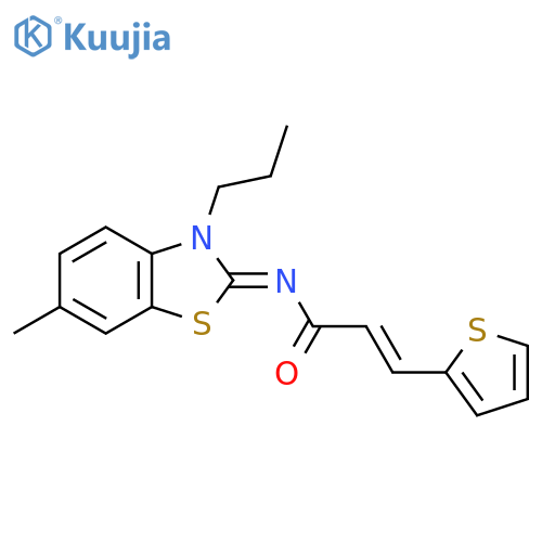 (2E)-N-(2Z)-6-methyl-3-propyl-2,3-dihydro-1,3-benzothiazol-2-ylidene-3-(thiophen-2-yl)prop-2-enamide structure