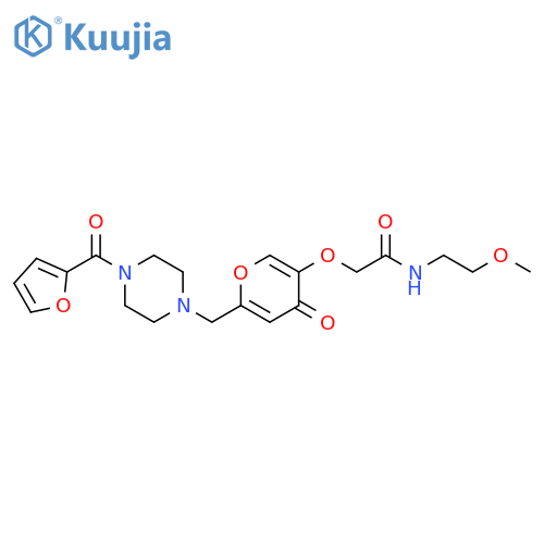 2-(6-{4-(furan-2-carbonyl)piperazin-1-ylmethyl}-4-oxo-4H-pyran-3-yl)oxy-N-(2-methoxyethyl)acetamide structure