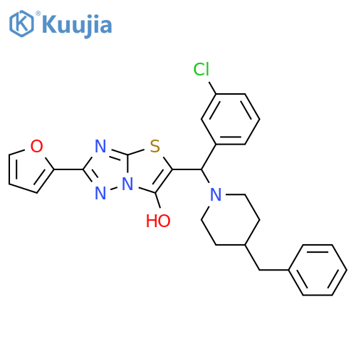 5-(4-benzylpiperidin-1-yl)(3-chlorophenyl)methyl-2-(furan-2-yl)-1,2,4triazolo3,2-b1,3thiazol-6-ol structure