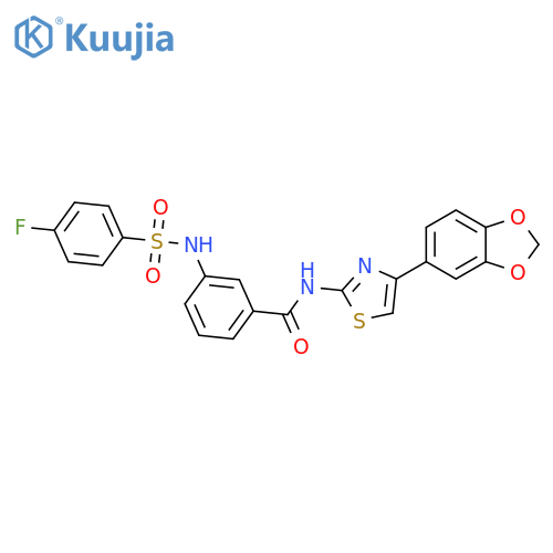 N-4-(2H-1,3-benzodioxol-5-yl)-1,3-thiazol-2-yl-3-(4-fluorobenzenesulfonamido)benzamide structure