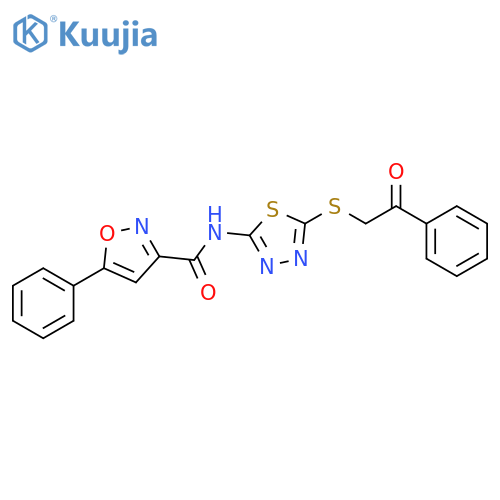 N-{5-(2-oxo-2-phenylethyl)sulfanyl-1,3,4-thiadiazol-2-yl}-5-phenyl-1,2-oxazole-3-carboxamide structure