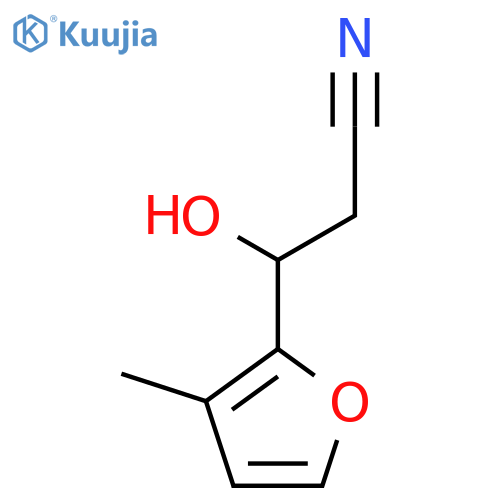 3-hydroxy-3-(3-methylfuran-2-yl)propanenitrile structure