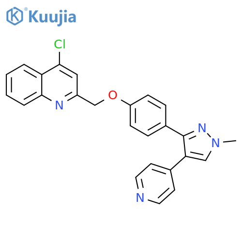 Quinoline,4-chloro-2-[[4-[1-methyl-4-(4-pyridinyl)-1H-pyrazol-3-yl]phenoxy]methyl]- structure