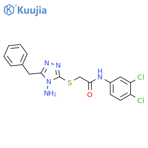 2-(4-amino-5-benzyl-4H-1,2,4-triazol-3-yl)sulfanyl-N-(3,4-dichlorophenyl)acetamide structure