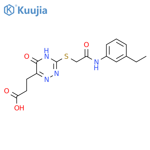3-3-({(3-ethylphenyl)carbamoylmethyl}sulfanyl)-5-oxo-4,5-dihydro-1,2,4-triazin-6-ylpropanoic acid structure