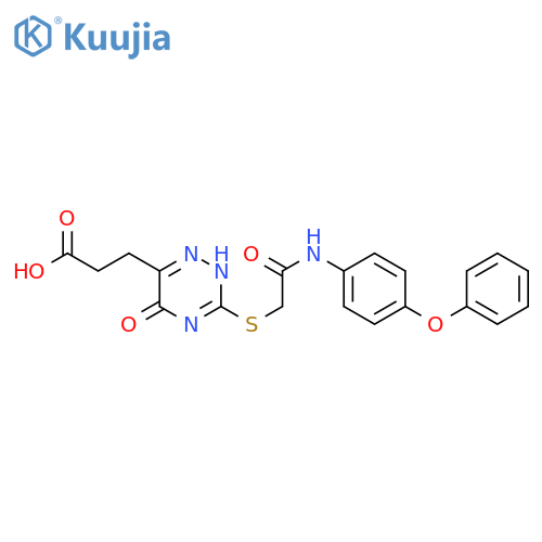 3-5-oxo-3-({(4-phenoxyphenyl)carbamoylmethyl}sulfanyl)-4,5-dihydro-1,2,4-triazin-6-ylpropanoic acid structure