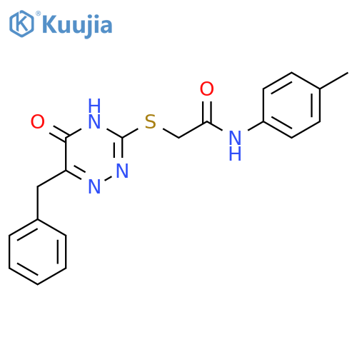 2-(6-benzyl-5-oxo-4,5-dihydro-1,2,4-triazin-3-yl)sulfanyl-N-(4-methylphenyl)acetamide structure