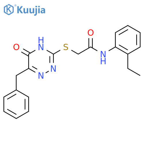 2-(6-benzyl-5-oxo-4,5-dihydro-1,2,4-triazin-3-yl)sulfanyl-N-(2-ethylphenyl)acetamide structure