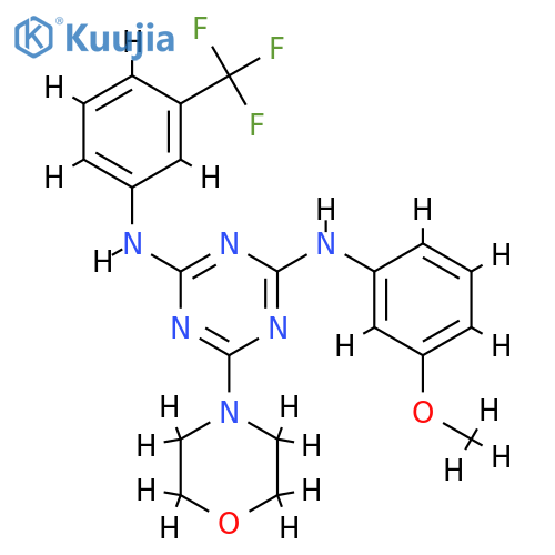 N2-(3-methoxyphenyl)-6-(morpholin-4-yl)-N4-3-(trifluoromethyl)phenyl-1,3,5-triazine-2,4-diamine structure