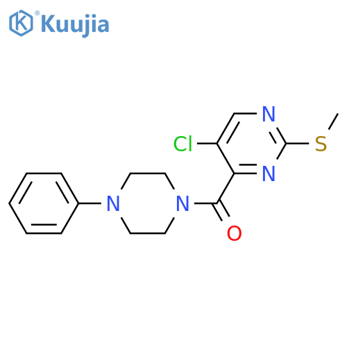 5-chloro-2-(methylsulfanyl)-4-(4-phenylpiperazine-1-carbonyl)pyrimidine structure