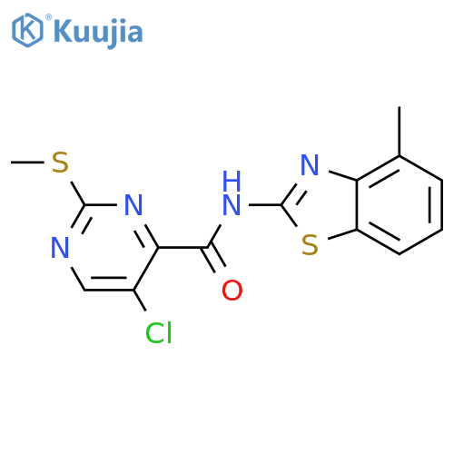 5-chloro-N-(4-methyl-1,3-benzothiazol-2-yl)-2-(methylsulfanyl)pyrimidine-4-carboxamide structure