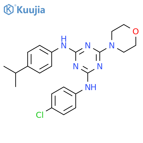N2-(4-chlorophenyl)-6-(morpholin-4-yl)-N4-4-(propan-2-yl)phenyl-1,3,5-triazine-2,4-diamine structure
