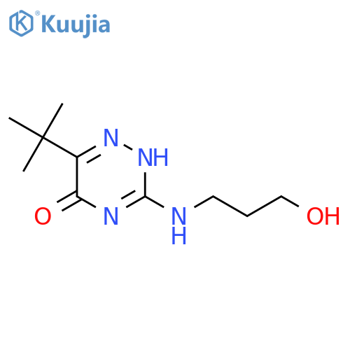 6-tert-butyl-3-(3-hydroxypropyl)amino-4,5-dihydro-1,2,4-triazin-5-one structure