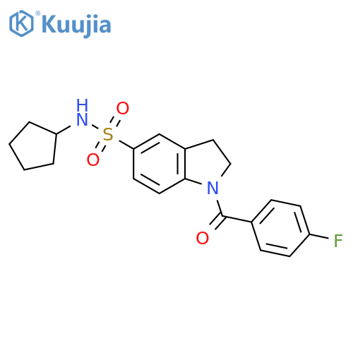 N-cyclopentyl-1-(4-fluorobenzoyl)-2,3-dihydro-1H-indole-5-sulfonamide structure