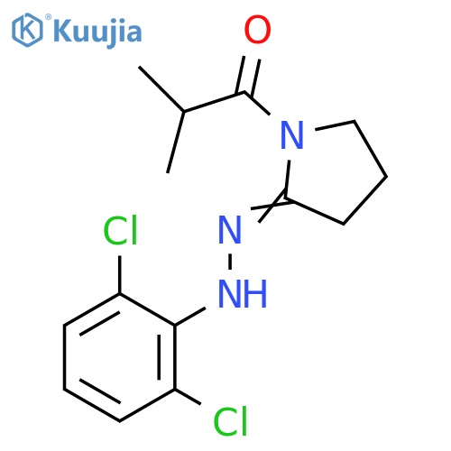 2-Pyrrolidinone, 1-(2-methyl-1-oxopropyl)-,2-[(2,6-dichlorophenyl)hydrazone] structure