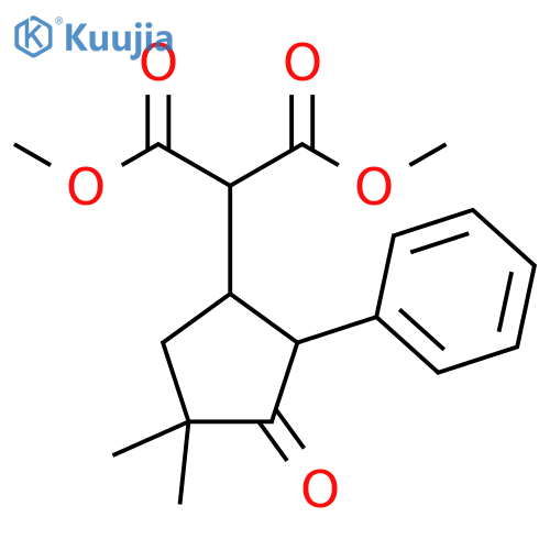 Propanedioic acid, 2-(4,4-dimethyl-3-oxo-2-phenylcyclopentyl)-, 1,3-dimethyl ester structure