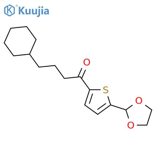 (3-Cyclohexyl)propyl 5-(1,3-dioxolan-2-yl)-2-thienyl ketone structure