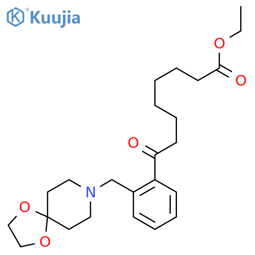 Ethyl 8-2-8-(1,4-dioxa-8-azaspiro-4.5decyl)methylphenyl-8-oxooctanoate structure
