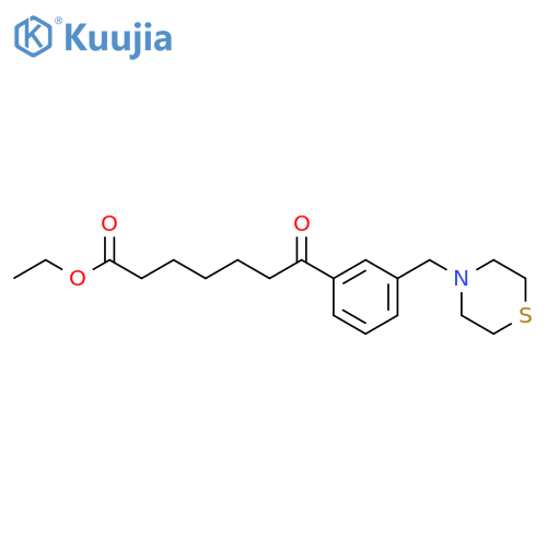 Ethyl 7-oxo-7-3-(thiomorpholinomethyl)-phenylheptanoate structure