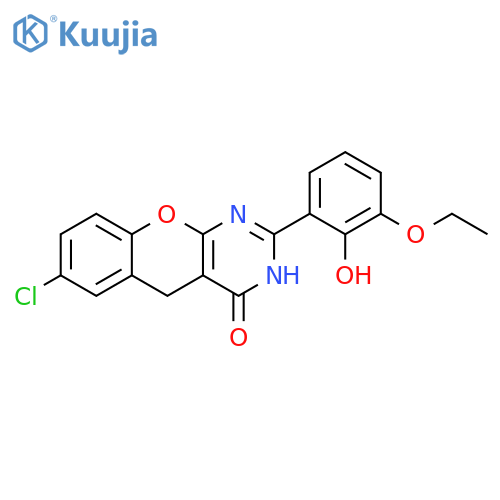 7-chloro-2-(3-ethoxy-2-hydroxyphenyl)-3H,4H,5H-chromeno2,3-dpyrimidin-4-one structure