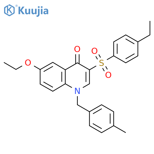 6-ethoxy-3-(4-ethylbenzenesulfonyl)-1-(4-methylphenyl)methyl-1,4-dihydroquinolin-4-one structure