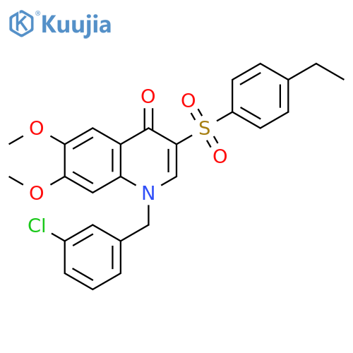 1-(3-chlorophenyl)methyl-3-(4-ethylbenzenesulfonyl)-6,7-dimethoxy-1,4-dihydroquinolin-4-one structure