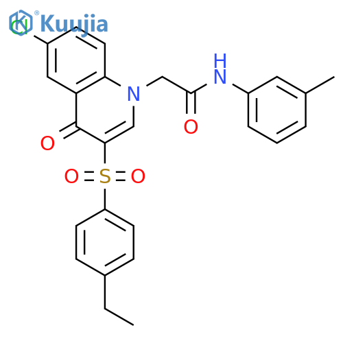 2-6-chloro-3-(4-ethylbenzenesulfonyl)-4-oxo-1,4-dihydroquinolin-1-yl-N-(3-methylphenyl)acetamide structure