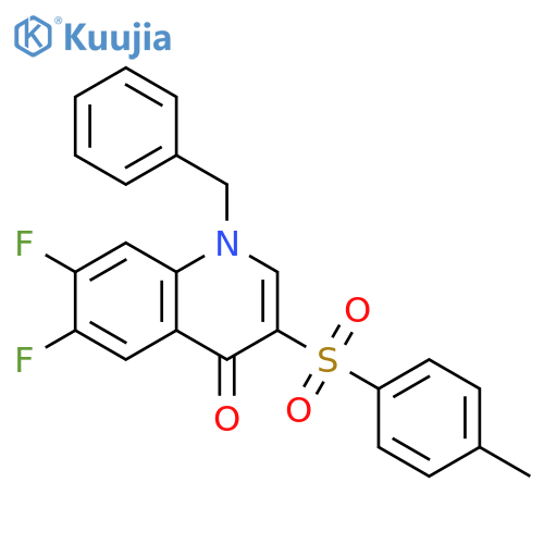 1-benzyl-6,7-difluoro-3-(4-methylbenzenesulfonyl)-1,4-dihydroquinolin-4-one structure