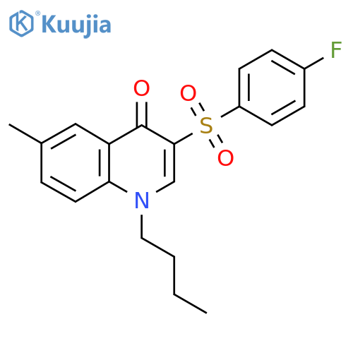 1-butyl-3-(4-fluorobenzenesulfonyl)-6-methyl-1,4-dihydroquinolin-4-one structure