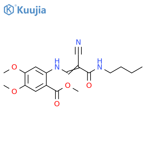 methyl 2-{(1Z)-2-(butylcarbamoyl)-2-cyanoeth-1-en-1-ylamino}-4,5-dimethoxybenzoate structure