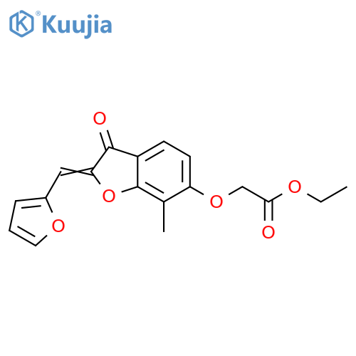 ethyl 2-{(2Z)-2-(furan-2-yl)methylidene-7-methyl-3-oxo-2,3-dihydro-1-benzofuran-6-yloxy}acetate structure