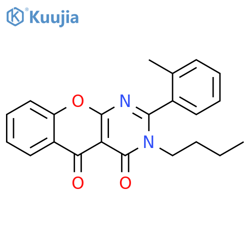 3-butyl-2-(2-methylphenyl)-3H,4H,5H-chromeno2,3-dpyrimidine-4,5-dione structure
