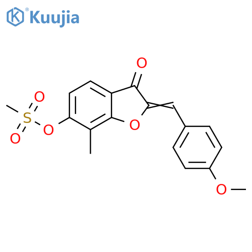 (2Z)-2-(4-methoxyphenyl)methylidene-7-methyl-3-oxo-2,3-dihydro-1-benzofuran-6-yl methanesulfonate structure